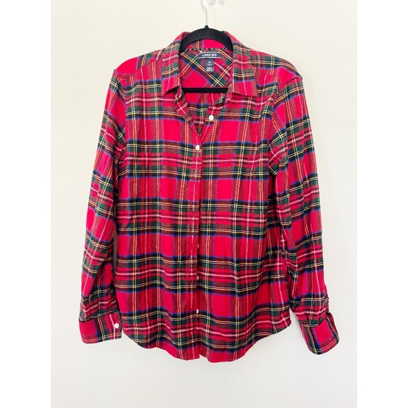 L.L. Bean Womens Scotch Plaid Flannel Shirt Relaxed Fit 12 - Picture 2 of 4